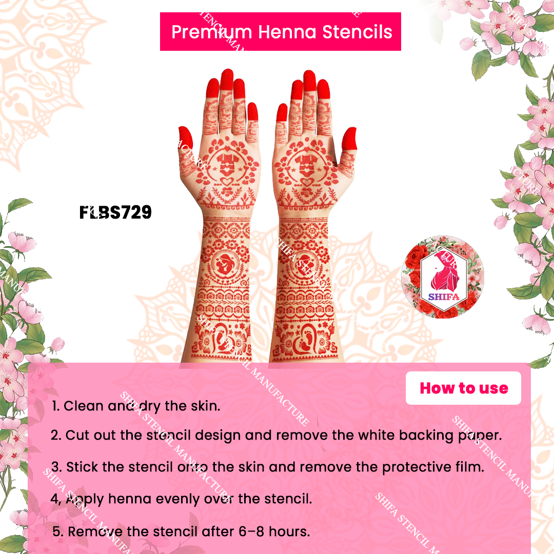 FLBS 729 Divine Motherhood Glow Mehndi Double Hand Henna Stencil